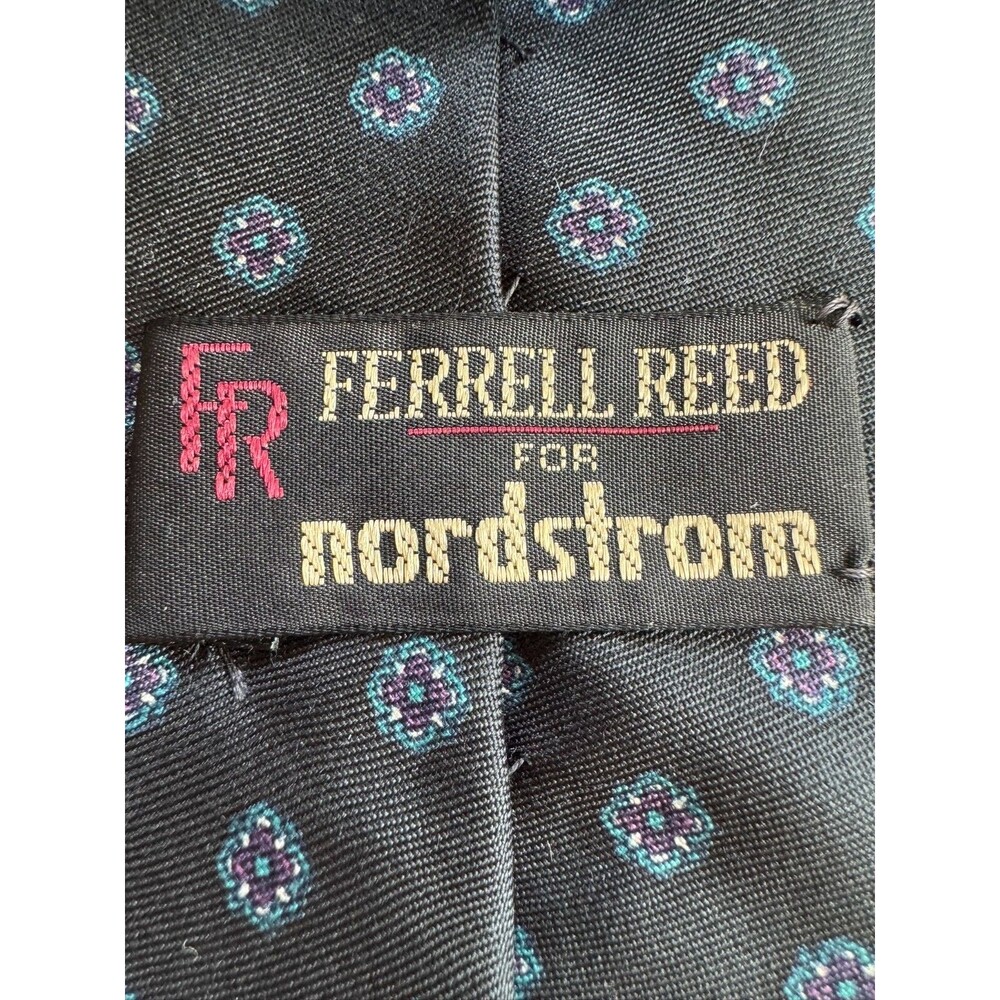 Vintage Ferrell Reed for Nordstrom Silk Tie Black Teal Burgundy Geometric